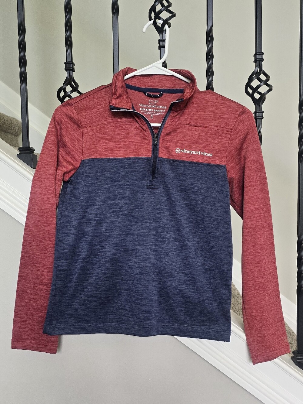 Vineyard Vines Shep Shirt Quarter Zip Red Navy Size Small